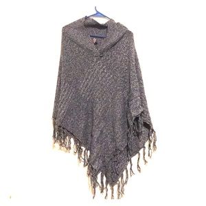 Poncho - Beautiful blue & white textured